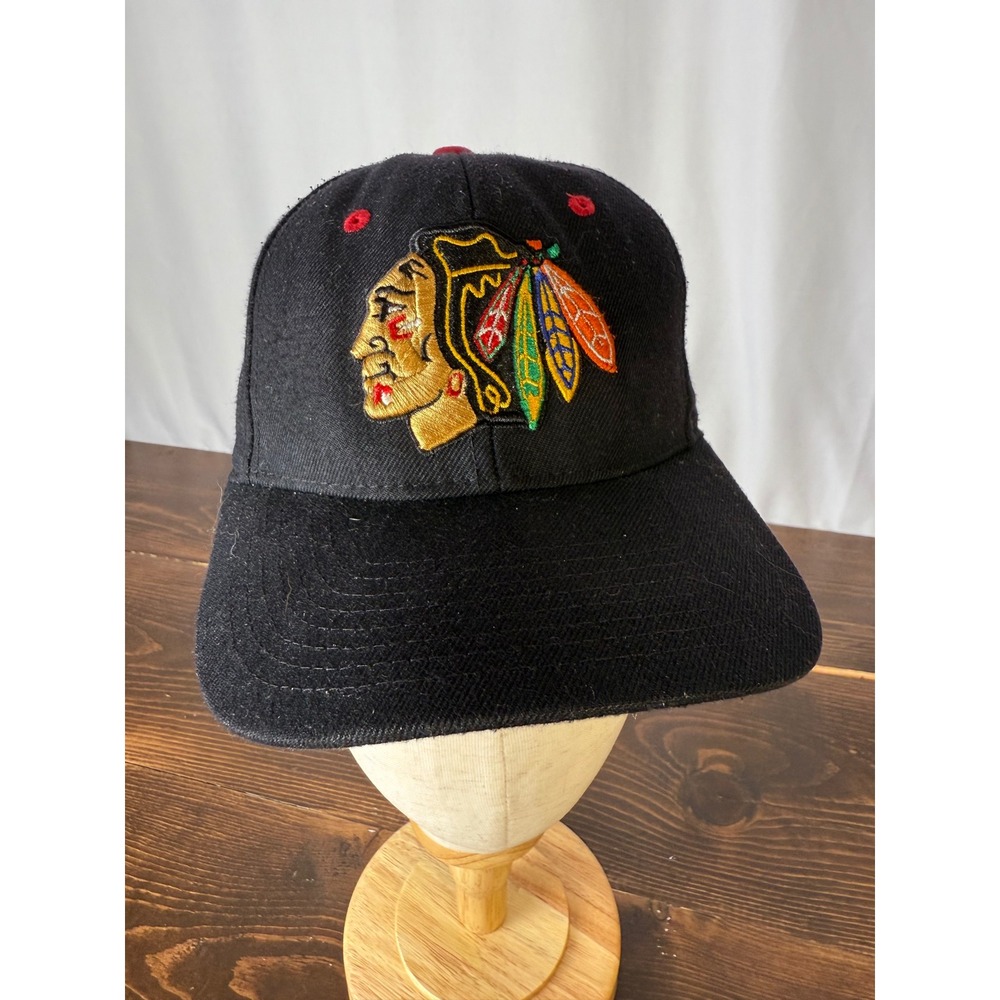 Chicago‎ Blackhawks NHL Zephyr Fitted Hat Cap Mens Black Red Logo size 7